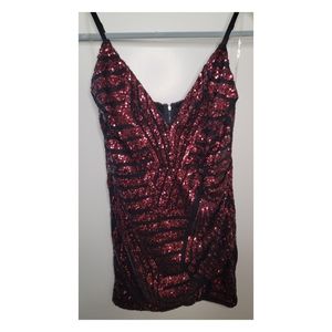 Windsor Black/Red Sequin Minidress